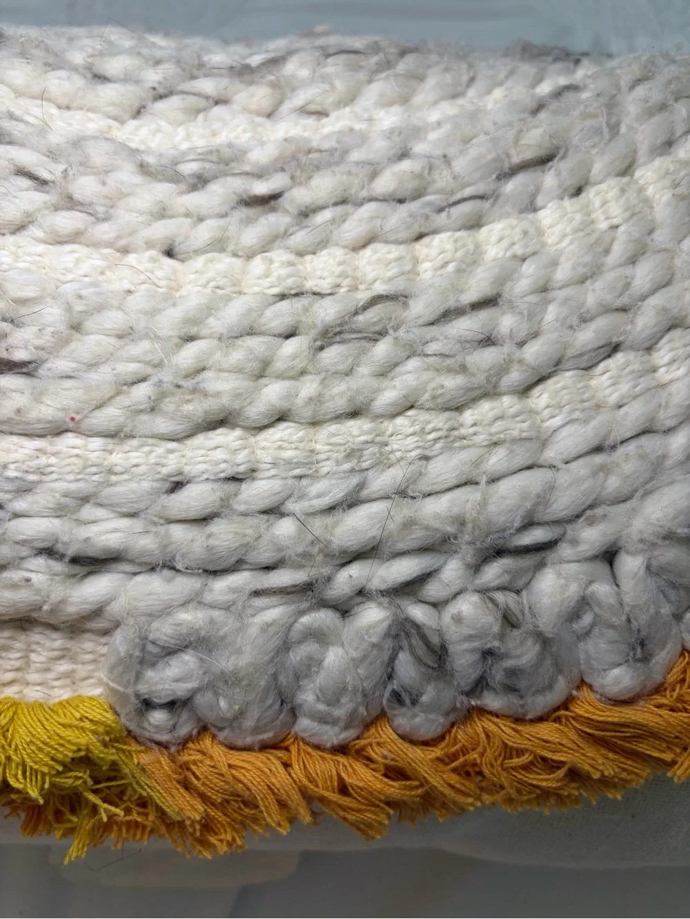 Opalhouse Bohemian Neutral Grey Gold & Yellow Fringe Accent Pillow 21 x 12